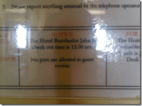 Hotel Borobudur check-out tengah malam